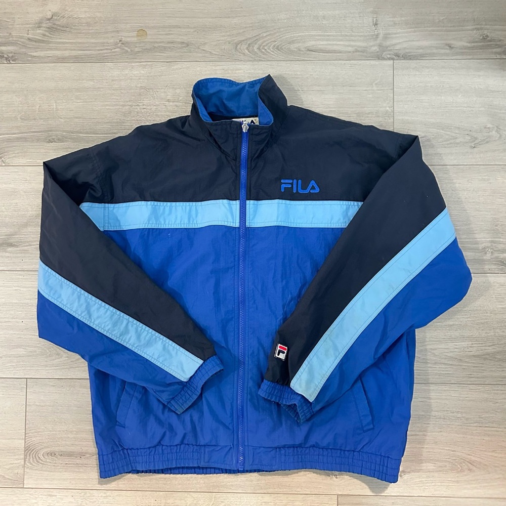 Vintage 90s Fila Blue Windbreaker Lightweight Retro Full Zip